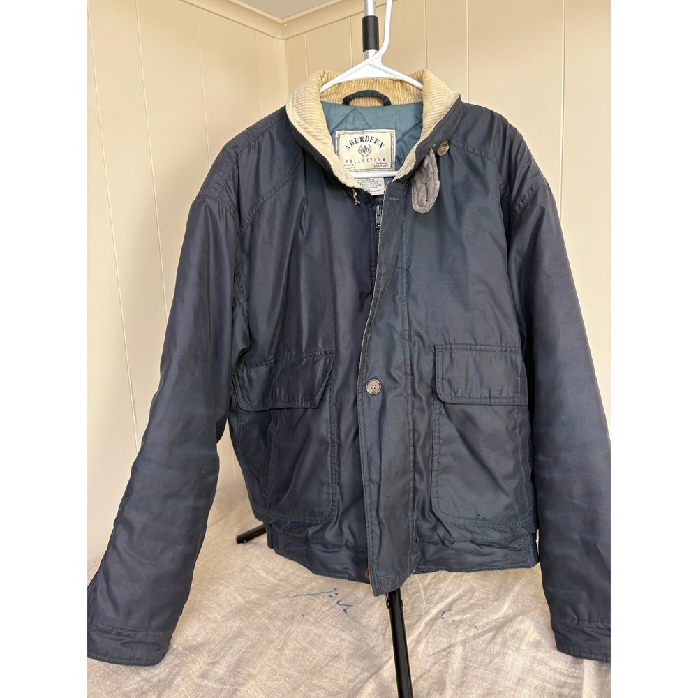 Aberdeen Collection Mens Navy Blue Bomber Jacket Corduroy Collar Size L